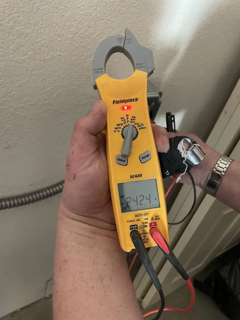 Voltage testing with clamp meter during Circuit Breaker Repair in Pittston
